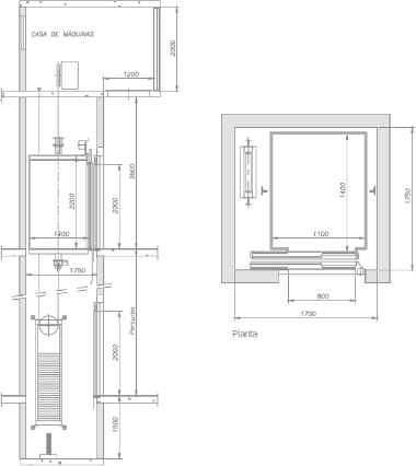 PLANTA DESENHO TECNICO ELEVADOR DE PASSAGEIROS
